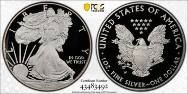 2008-W $1 Silver Eagle PR69DCAM