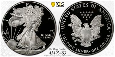 2001-W $1 Silver Eagle PR70DCAM