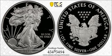 2016-W $1 Silver Eagle 30th Anniversary Lettered Edge PR70DCAM