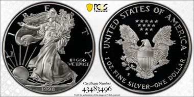 1998-P $1 Silver Eagle PR69DCAM