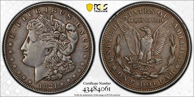 1921 $1 Morgan XF45