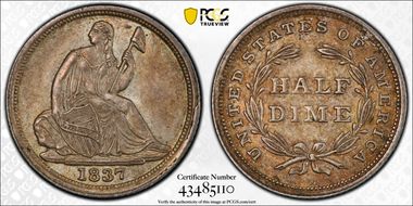 1837 H10C Seated, Small Date MS64