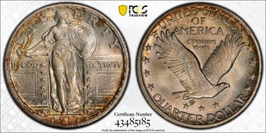 1917-S 25C Type 2 MS65