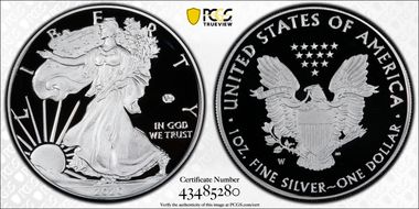 2020-W  $1 Silver Eagle - v75 Privy PR70DCAM