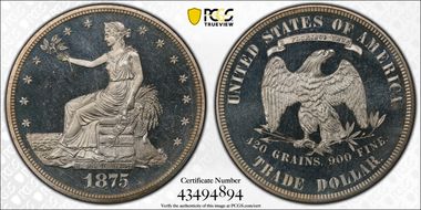 1875 T$1 PR65DCAM