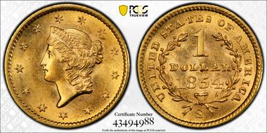 1854-S G$1 MS64+