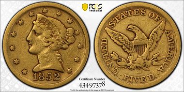 1852-D $5 F15