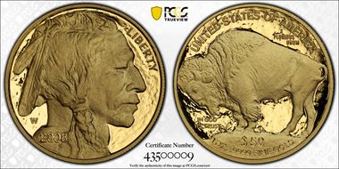 2008-W $50 American Buffalo First Strike .9999 Fine Gold PR70DCAM
