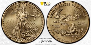 1998 $25 Gold Eagle MS70