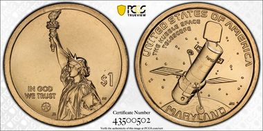 2020-D $1 American Innovation MD The Hubble Space Telescope Pos. A MS64