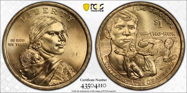 2018-P $1 Native American, Position A MS65