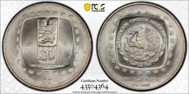 1996-Mo 5 Peso Hacha Ceremonial MS68