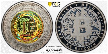 2013 .5 BTC Lealana Bitcoin Silver PR68DCAM