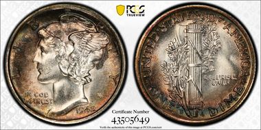 1942-S 10C Inverted Mintmark, FS-501 MS66FB