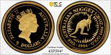 1994 $5 Red Kangaroo-Nugget PR69DCAM