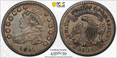 1821 10C Small Date XF45