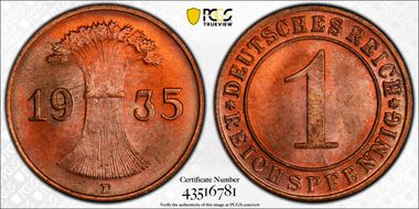 1935-D Rcpfg J-313 MS66RD