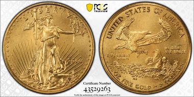 2014 $5 Gold Eagle, Narrow Reeding MS69