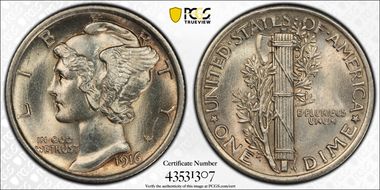 1916 10C Mercury MS64FB