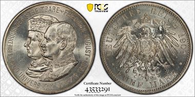 1909 5 Mk Leipzig Univ. J-139 MS64