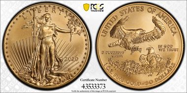 2020 $50 Gold Eagle MS69