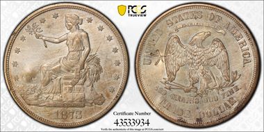 1873-S T$1 Chopmarked N1
