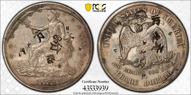 1875-CC T$1 Chopmarked N1