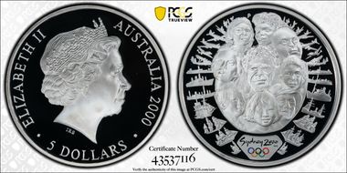 2000-P $5 Olympic - 9 Races PR69DCAM