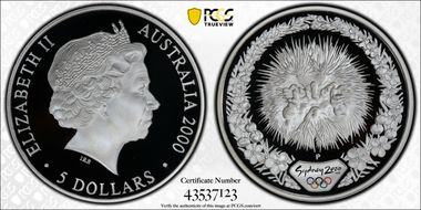 2000-P $5 Olympic - Echidna PR70DCAM