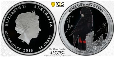 2013-P 50C Red-Tailed Black Cockatoo Colorized Ag PR69DCAM