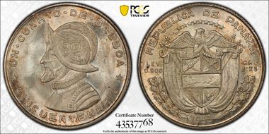 1953 1/4 B Republic of Panama 50th Ann. MS66