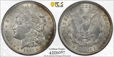 1921 $1 Morgan MS62