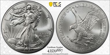 2021 $1 Silver Eagle - Type 2 First Strike MS70