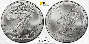 2021 $1 Silver Eagle - Type 2 First Strike MS69