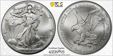 2021 $1 Silver Eagle - Type 2 First Strike MS69