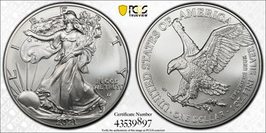 2021 $1 Silver Eagle - Type 2 First Strike MS70