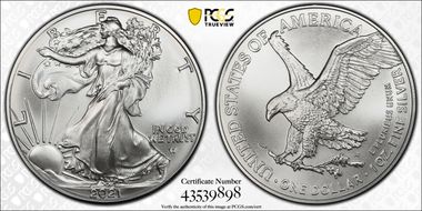 2021 $1 Silver Eagle - Type 2 First Strike MS70