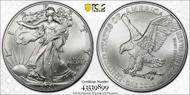 2021 $1 Silver Eagle - Type 2 First Strike MS69