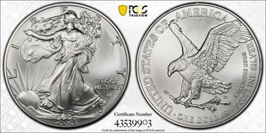 2021 $1 Silver Eagle - Type 2 First Strike MS70