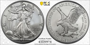 2021-W $1 Burnished Silver Eagle-Type 2 SP70