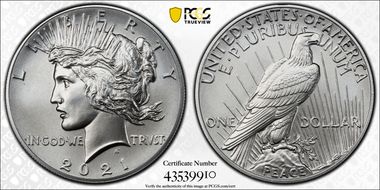 2021 $1 Peace Dollar 100th Anniversary MS69