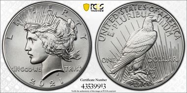 2021 $1 Peace Dollar 100th Anniversary MS69