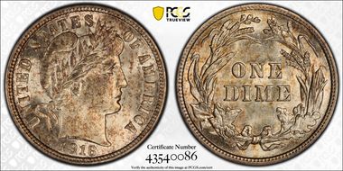 1916 10C Barber MS64