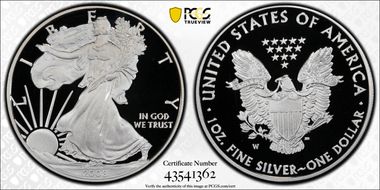2008-W $1 Silver Eagle PR69DCAM