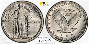 1917-S 25C Type 2 AU53