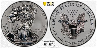2021-W $1 Silver Eagle Rev PR - Type 1 Designer Edition PR70