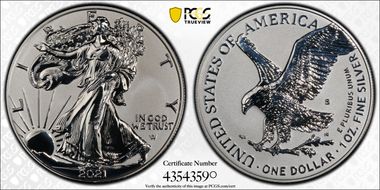 2021-S $1 Silver Eagle Rev PR - Type 2 Designer Edition PR70