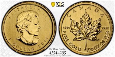 2011 $1 Maple Leaf/Au MS66