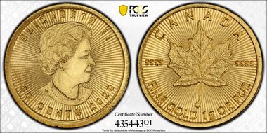2020 50C Maple Leaf 1g Au MS70