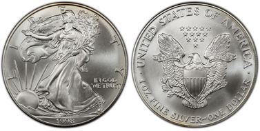 1998 $1 Silver Eagle MS68
